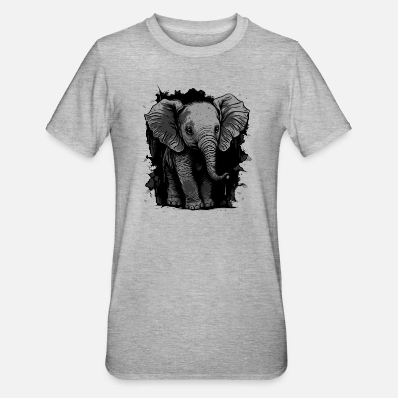 Mignon bébé éléphant - T-shirt polycoton Unisexe - gris chiné
