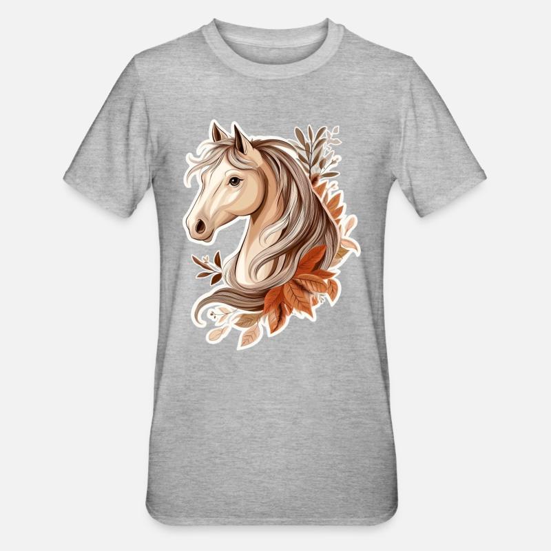 Cheval Automne - T-shirt polycoton Unisexe - gris chiné