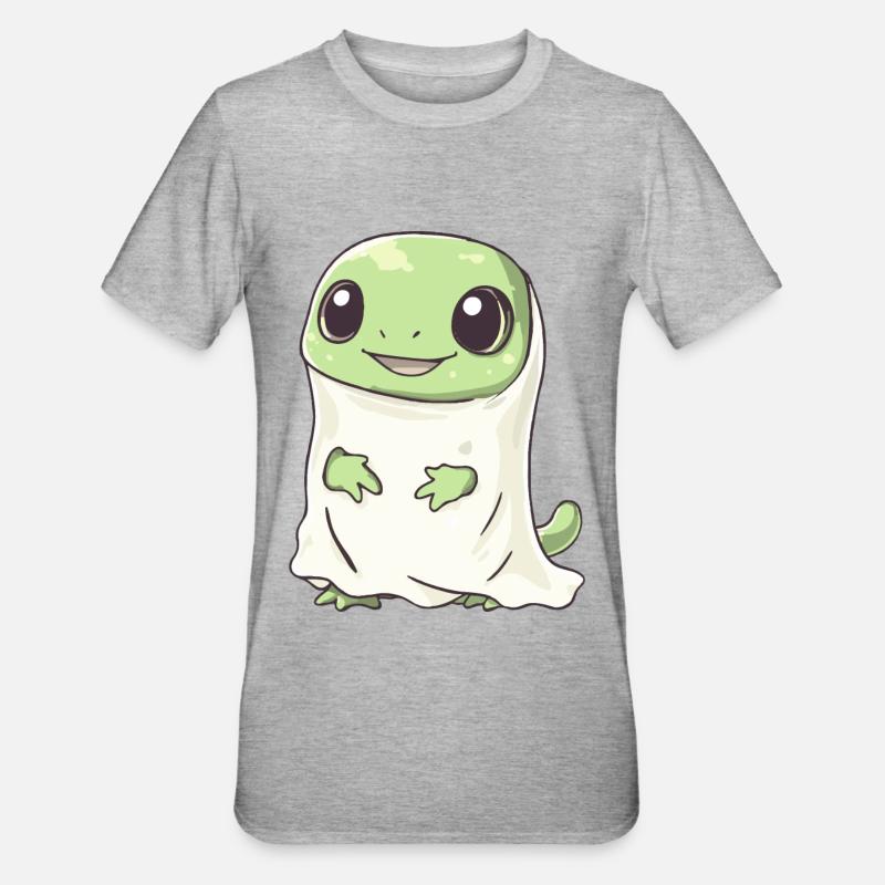 Lizard Halloween Comic Ghost - Unisex Polycotton T-Shirt - heather grey