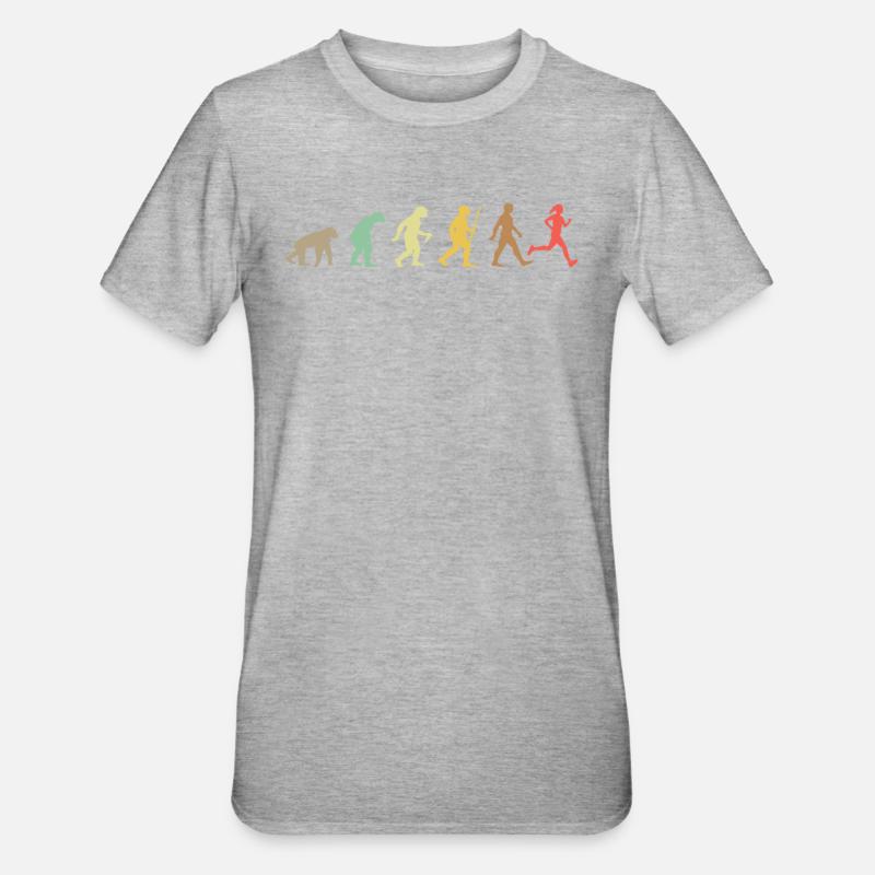 Run Retro Running Evolution Funny Runner Marathon - T-shirt polycoton Unisexe - gris chiné