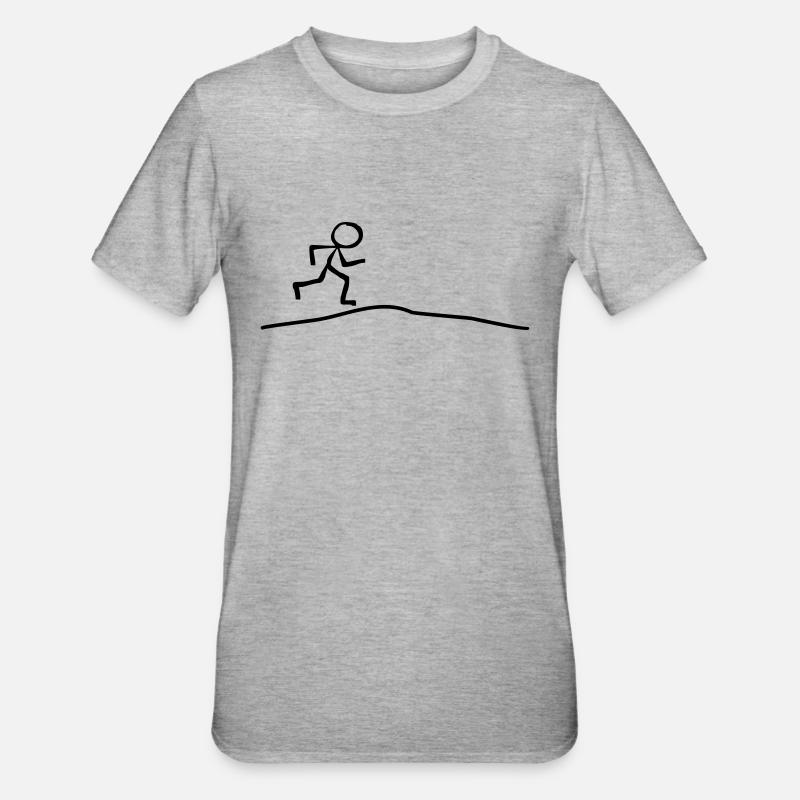 Strichmännchen läuft Steigung - Unisex Polycotton T-Shirt - Grau meliert