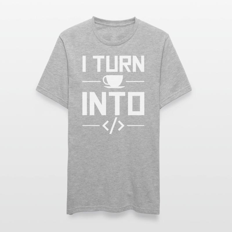 I Turn Coffee Into Code Codeur Humour Informatique T-shirt polycoton Unisexe