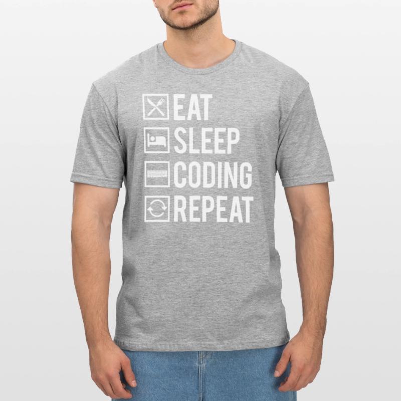 Eat Sleep Coding Repeat Dev Codeur Humour T-shirt polycoton Unisexe