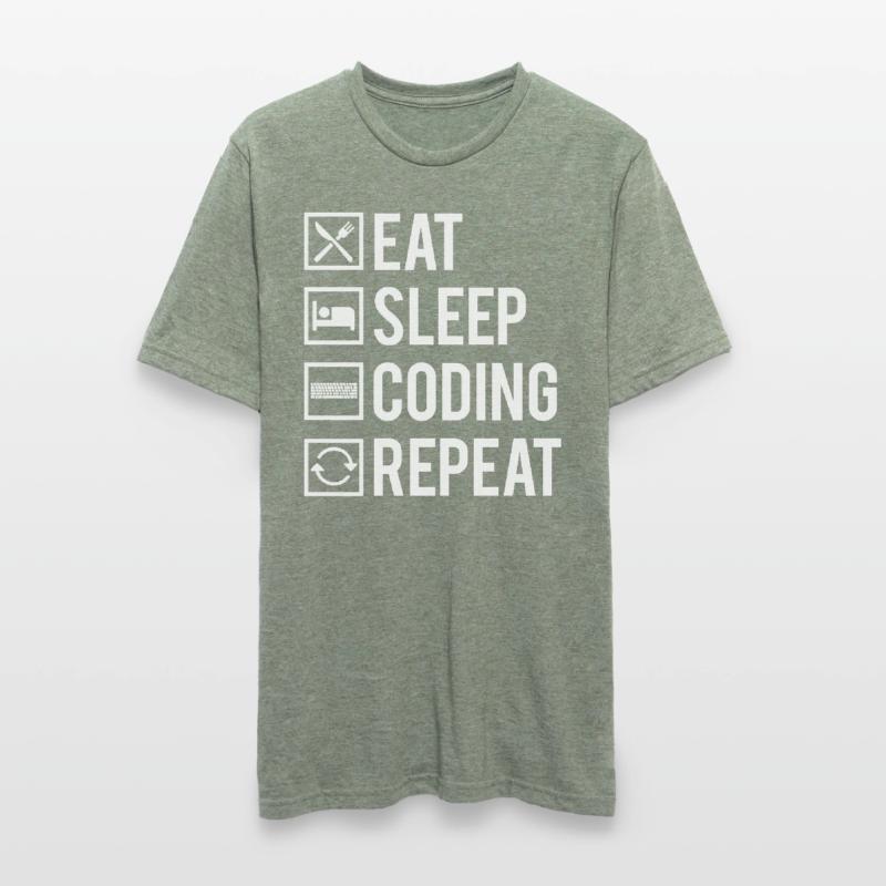 Eat Sleep Coding Repeat Dev Codeur Humour T-shirt polycoton Unisexe
