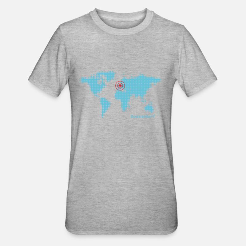 Dusseldorf world map - Unisex Polycotton T-Shirt - heather grey