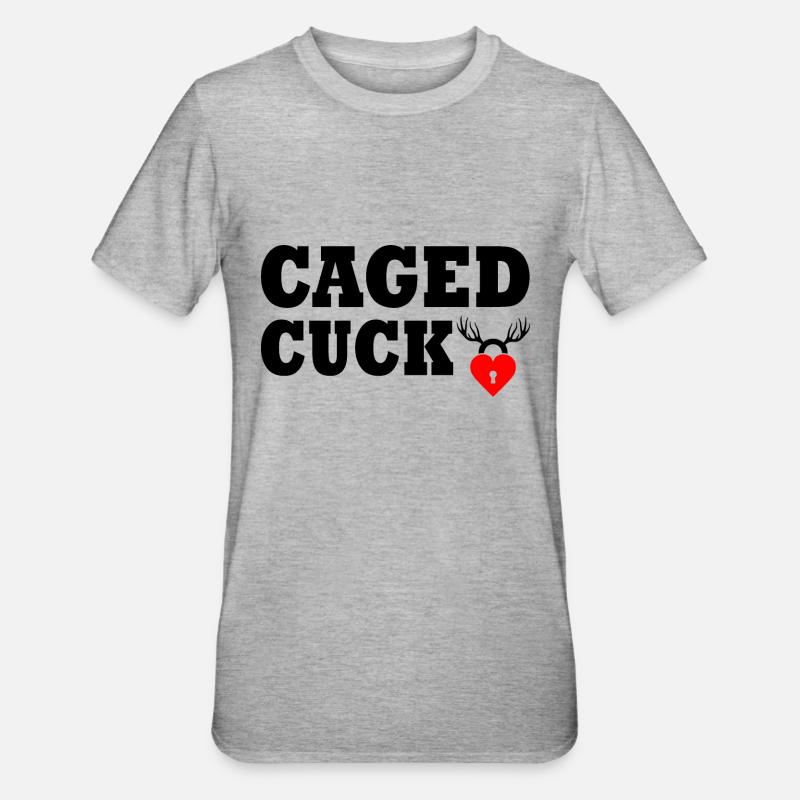 Cuckold caged cuck - T-shirt polycoton Unisexe - gris chiné