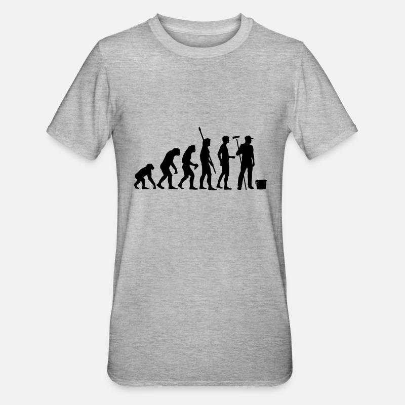 evolution_maler_b - Unisex Polycotton T-Shirt - Grau meliert