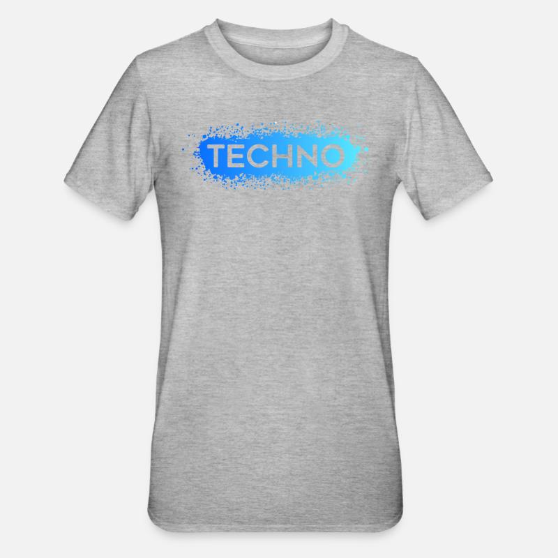 Techno Techno Blue Splat - Unisex Polycotton T-Shirt - Grau meliert