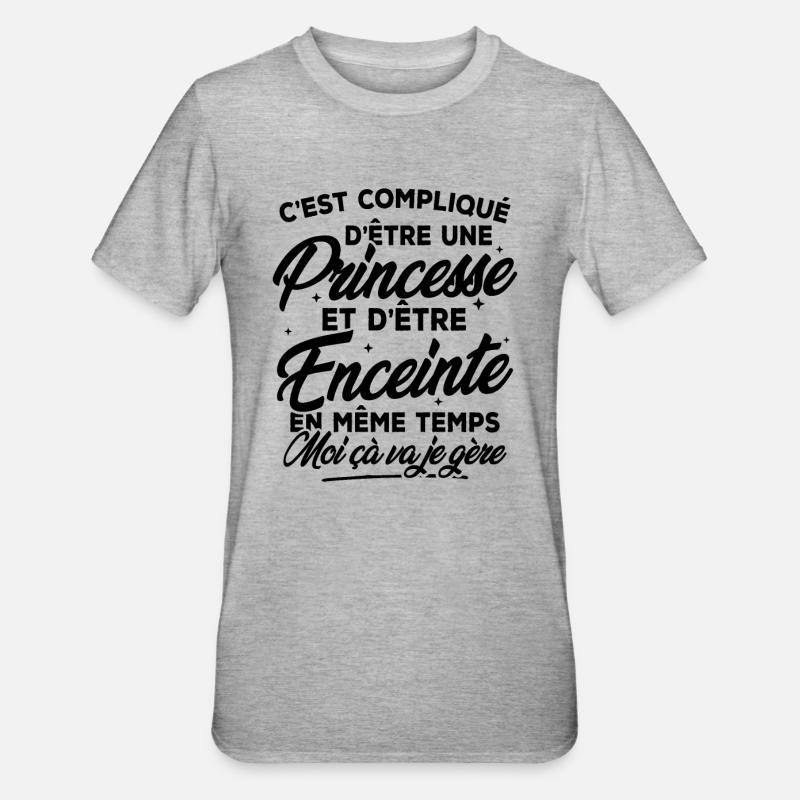 Une Princesse et Enceinte - T-shirt polycoton Unisexe - gris chiné
