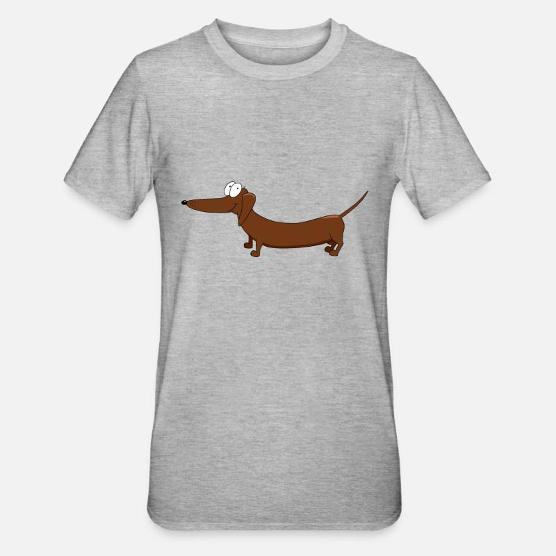 Drôle de teckel Dessin de bande dessinée - T-shirt polycoton Unisexe - gris chiné