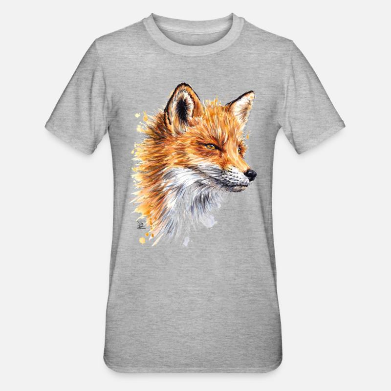 Fuchs | fox - Unisex Polycotton T-Shirt - Grau meliert