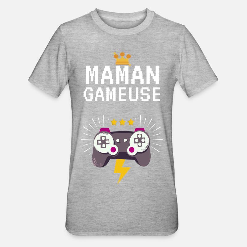 Maman gameuse - T-shirt polycoton Unisexe - gris chiné