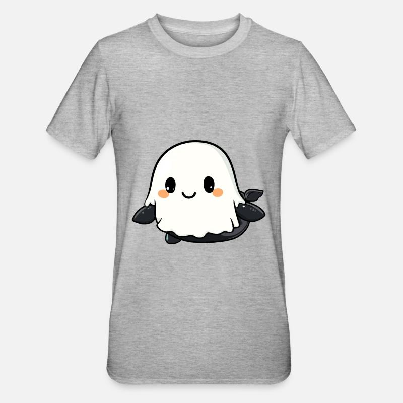 Wal Halloween Comic Geist - Unisex Polycotton T-Shirt - Grau meliert