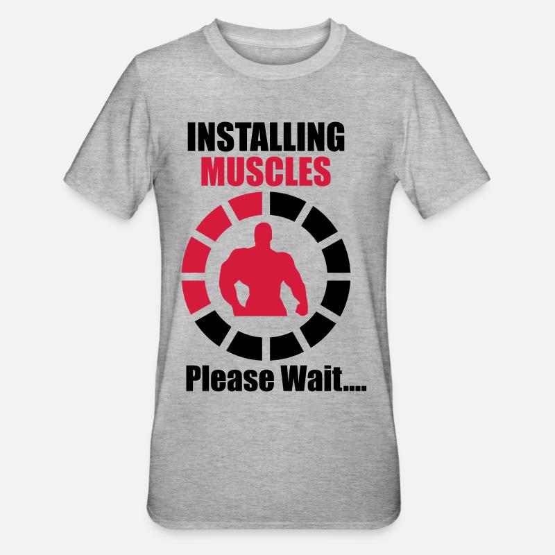 Installing Muscles (Loading) Funny - Unisex Polycotton T-Shirt - Grau meliert