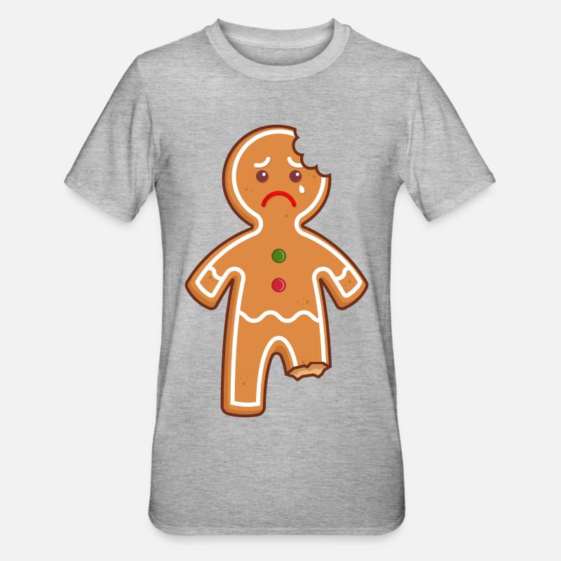 Lebkuchenmann Lebkuchen Mann Gingerbread Mi Mi Mi - Unisex Polycotton T-Shirt - Grau meliert