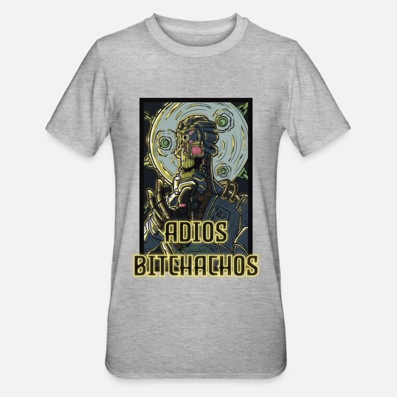 Adiós Bitehacos Roboter - Unisex Polycotton T-Shirt - Grau meliert