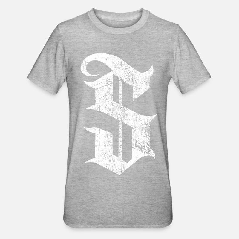 Tshirt alphabet initial S - Unisex Polycotton T-Shirt - heather grey