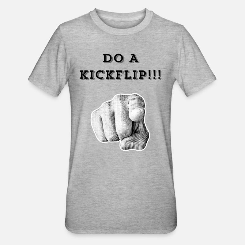 Mach einen Kickflip !! - Unisex Polycotton T-Shirt - Grau meliert