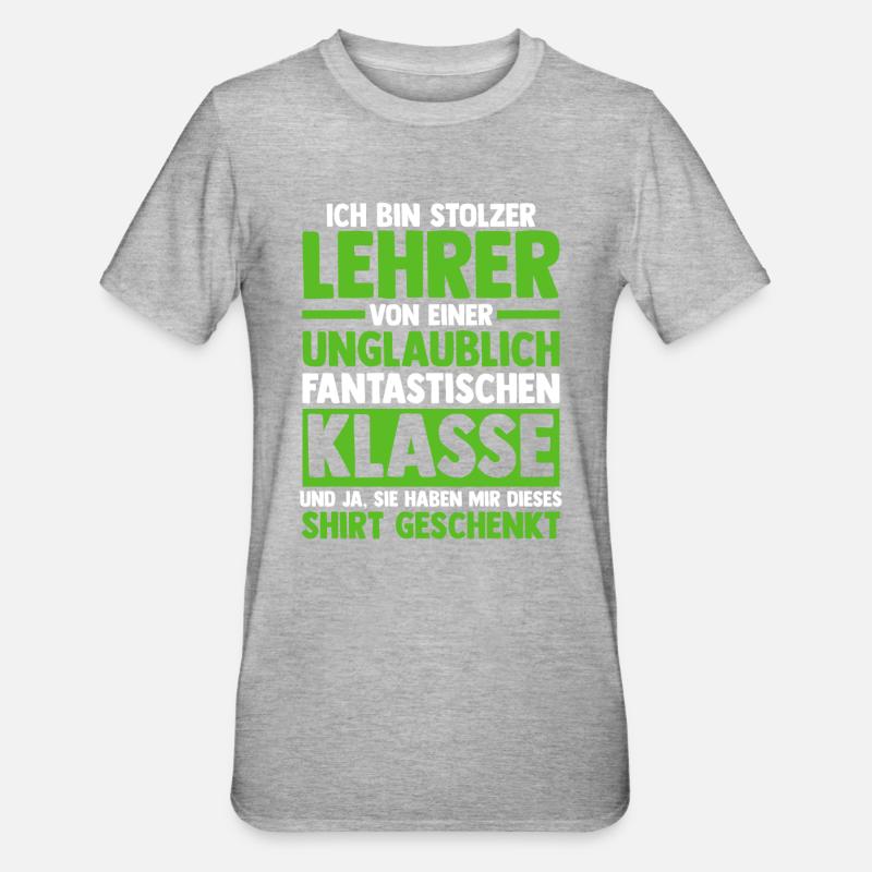 Lehrer Beruf Schullehrer Geschenk - Unisex Polycotton T-Shirt - Grau meliert