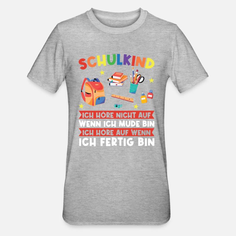 Schulkind Einschulung Schulstart Geschenk - Unisex Polycotton T-Shirt - Grau meliert
