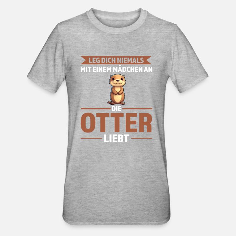 Otter Mädchen Otter Mädchen Geschenk - Unisex Polycotton T-Shirt - Grau meliert