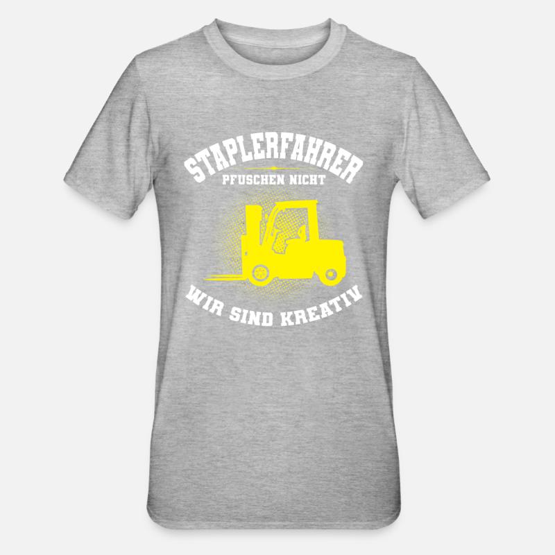 Staplerfahrer Beruf Stapler Geschenk - Unisex Polycotton T-Shirt - Grau meliert