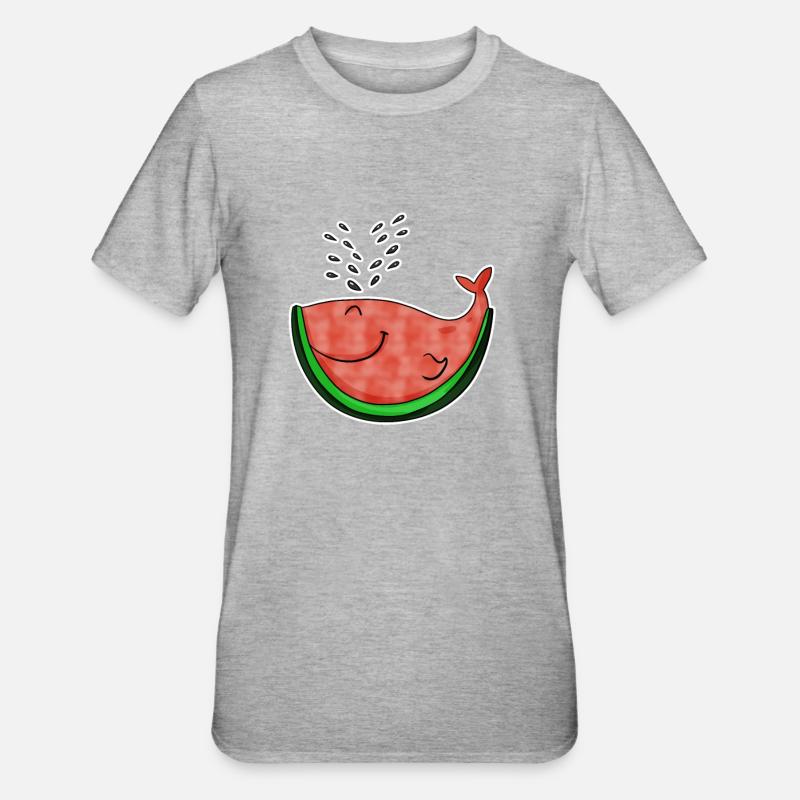 Pastèque Baleine - T-shirt polycoton Unisexe - gris chiné