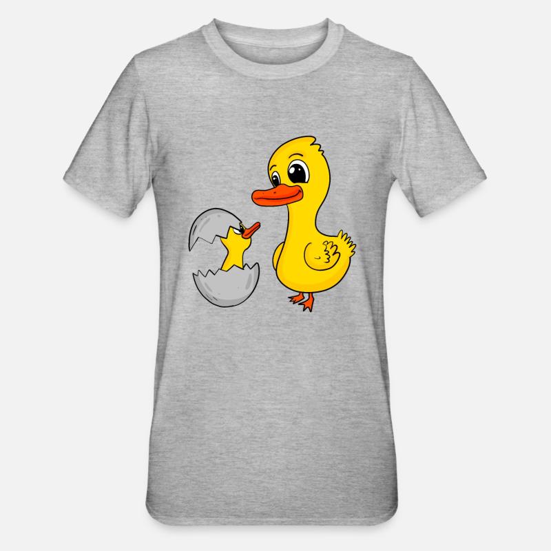 Canard avec bébé canard - T-shirt polycoton Unisexe - gris chiné