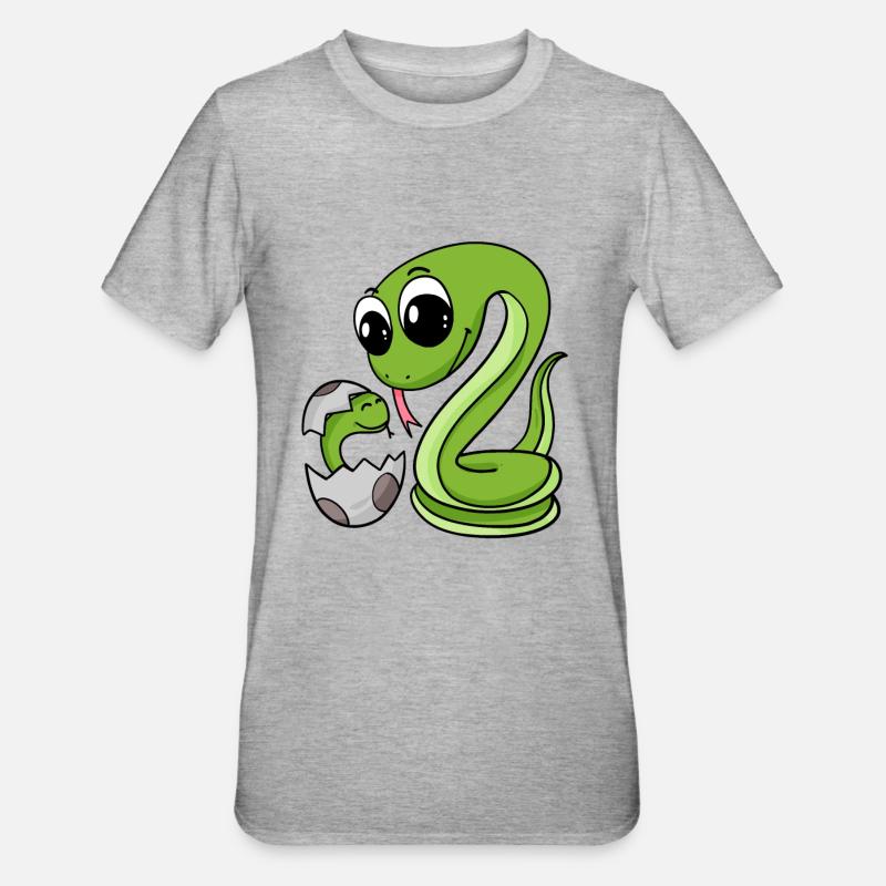 Serpent avec bébé serpent - T-shirt polycoton Unisexe - gris chiné