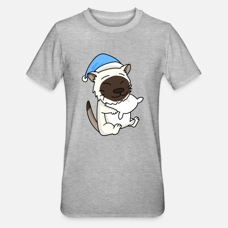 Chat race de chat Birmanie - T-shirt polycoton Unisexe - gris chiné