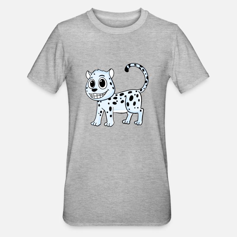 Schneeleopard Leopard - Unisex Polycotton T-Shirt - Grau meliert