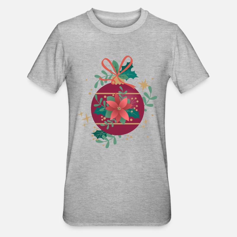 Weihnachtskugel - Unisex Polycotton T-Shirt - Grau meliert