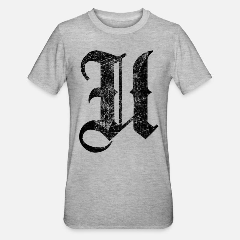 Tshirt alphabet initial U - Unisex Polycotton T-Shirt - heather grey