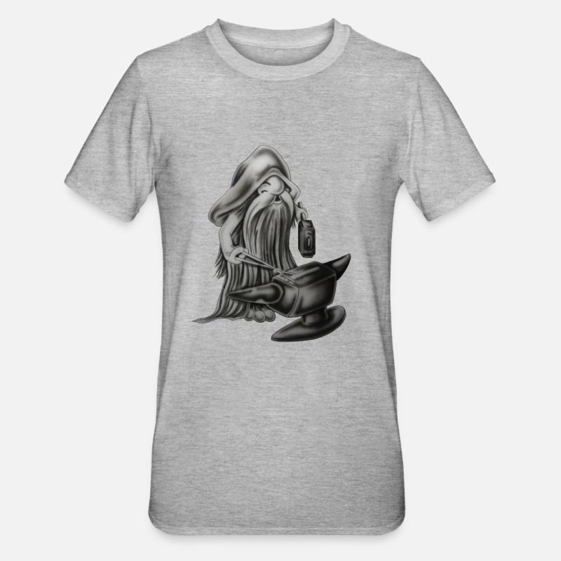Blacksmith gnom - Unisex Polycotton T-Shirt - Grau meliert