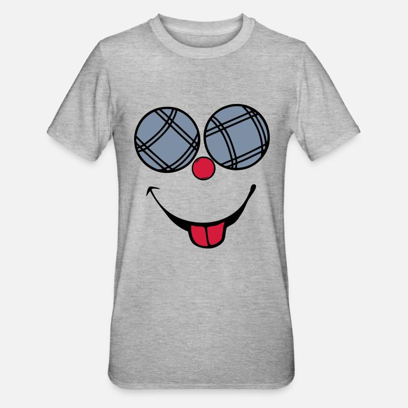 petanque boule smiley sourire langue2 - T-shirt polycoton Unisexe - gris chiné