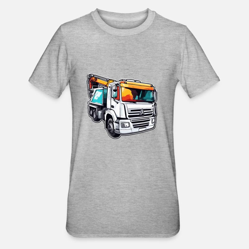 Kran / Baustelle / Seilwinde / Kransystem - Unisex Polycotton T-Shirt - Grau meliert