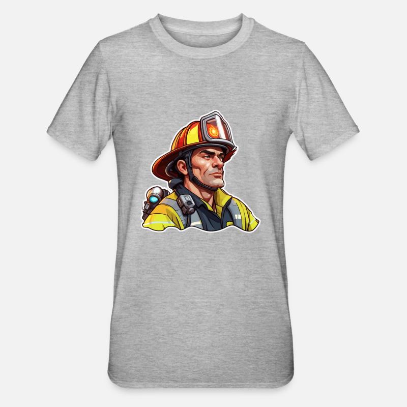 Firefighter / Fire / Fire / Extinguish / Hero - Unisex Polycotton T-Shirt - heather grey