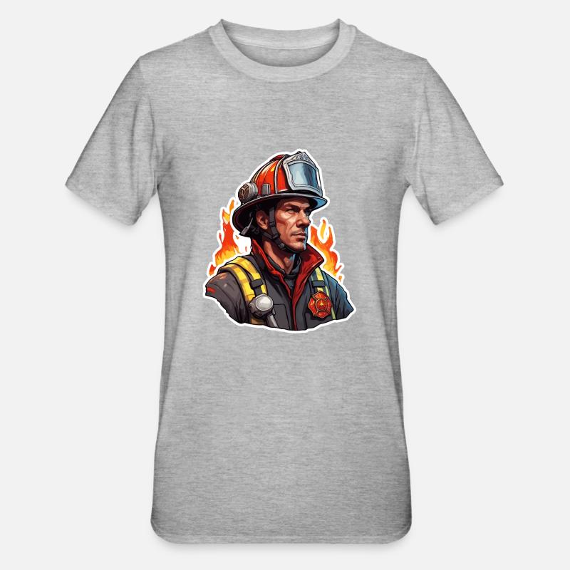 Firefighter / Fire / Fire / Extinguish / Hero - Unisex Polycotton T-Shirt - heather grey