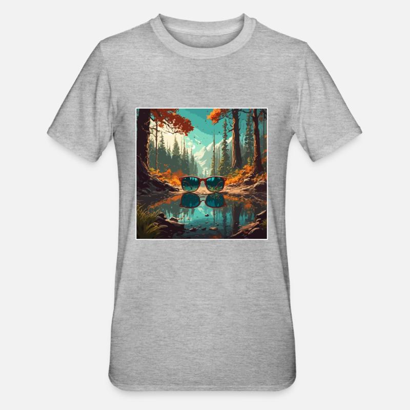 Sunglasses / Reflection / Forest / Reflection - Unisex Polycotton T-Shirt - heather grey