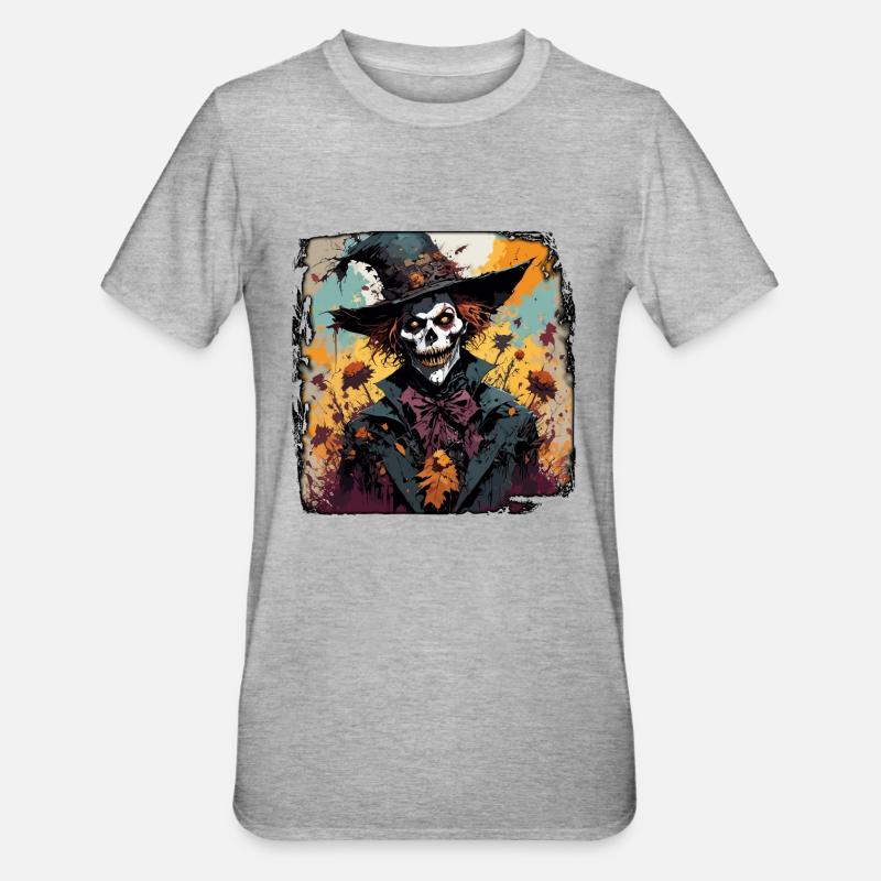 Vogelscheuche / Erntehelfer / Maisfeld / Feld - Unisex Polycotton T-Shirt - Grau meliert