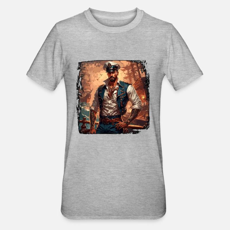 Matrose / Schiffsbesatzung / Decksmann / Anker - Unisex Polycotton T-Shirt - Grau meliert