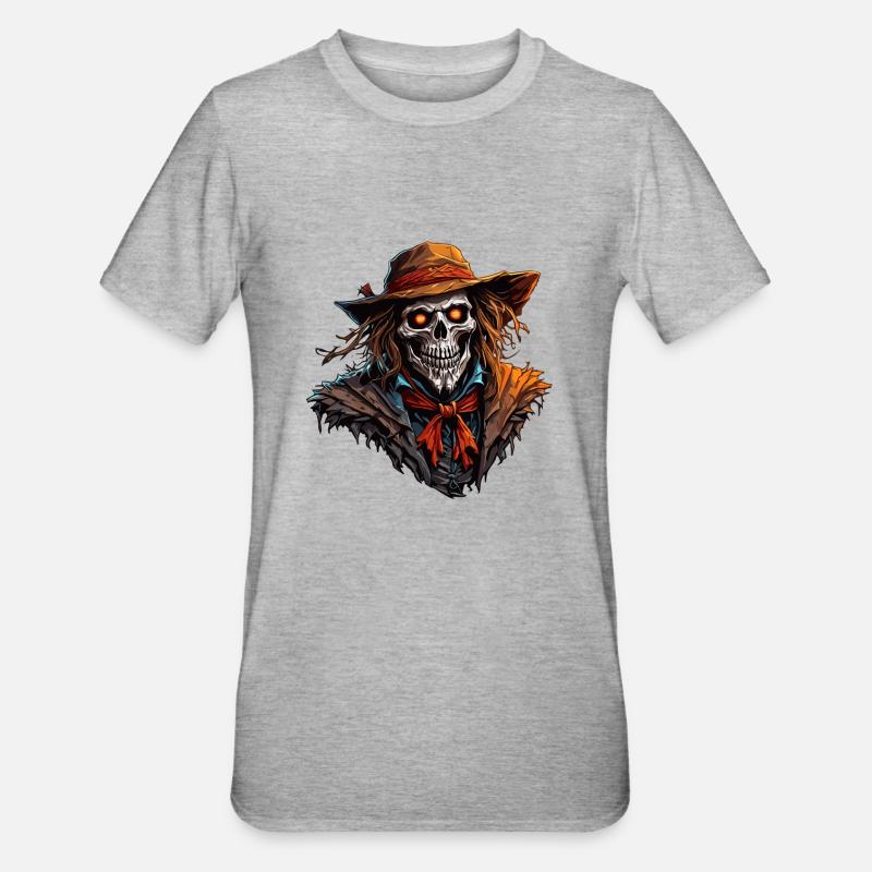 Vogelscheuche / Erntehelfer / Maisfeld / Feld - Unisex Polycotton T-Shirt - Grau meliert