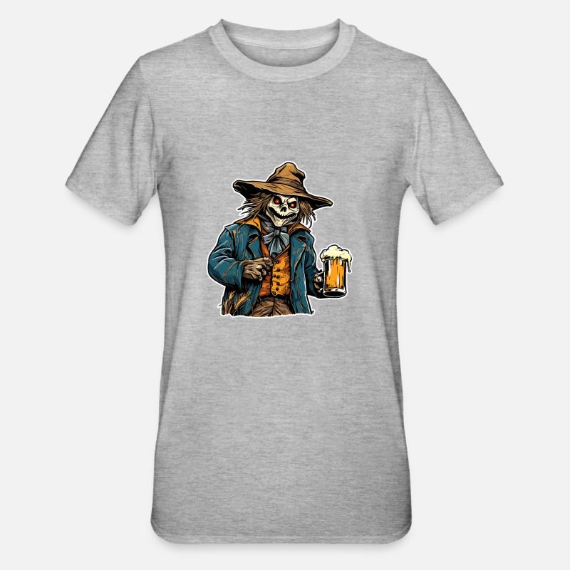 Vogelscheuche / Erntehelfer / Maisfeld / Feld - Unisex Polycotton T-Shirt - Grau meliert