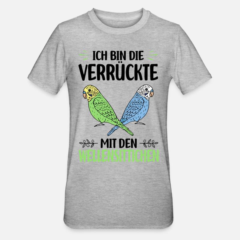 Oiseau Budgerigar - T-shirt polycoton Unisexe - gris chiné