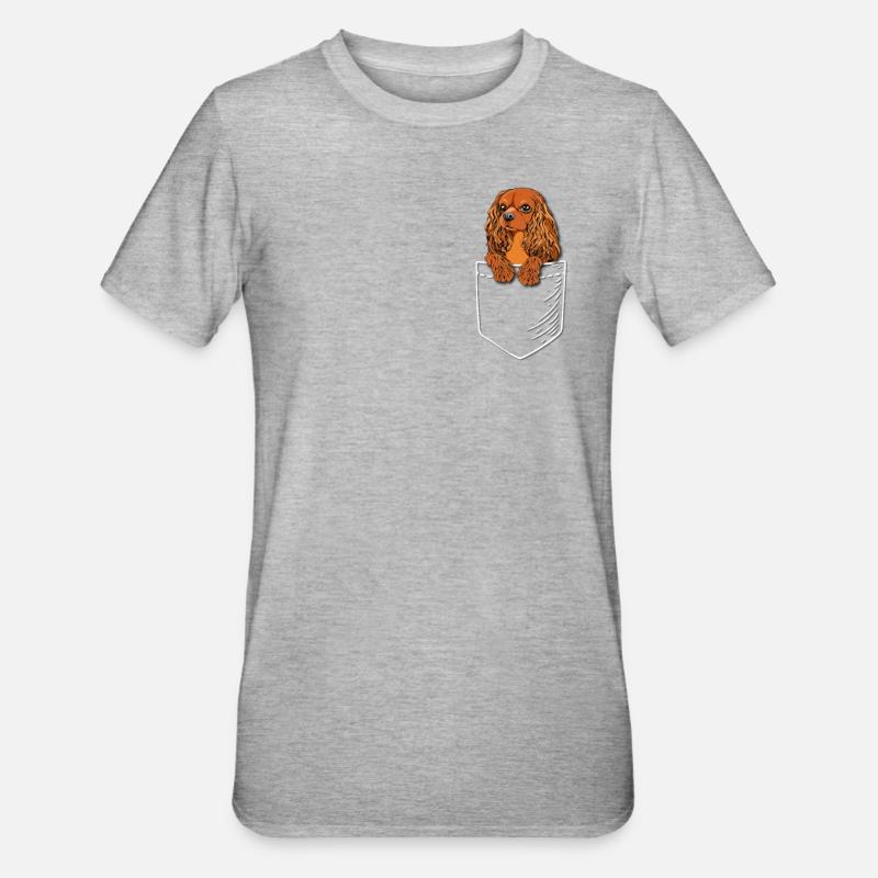 Ruby Cavalier King Charles Spaniel - Unisex Polycotton T-Shirt - heather grey