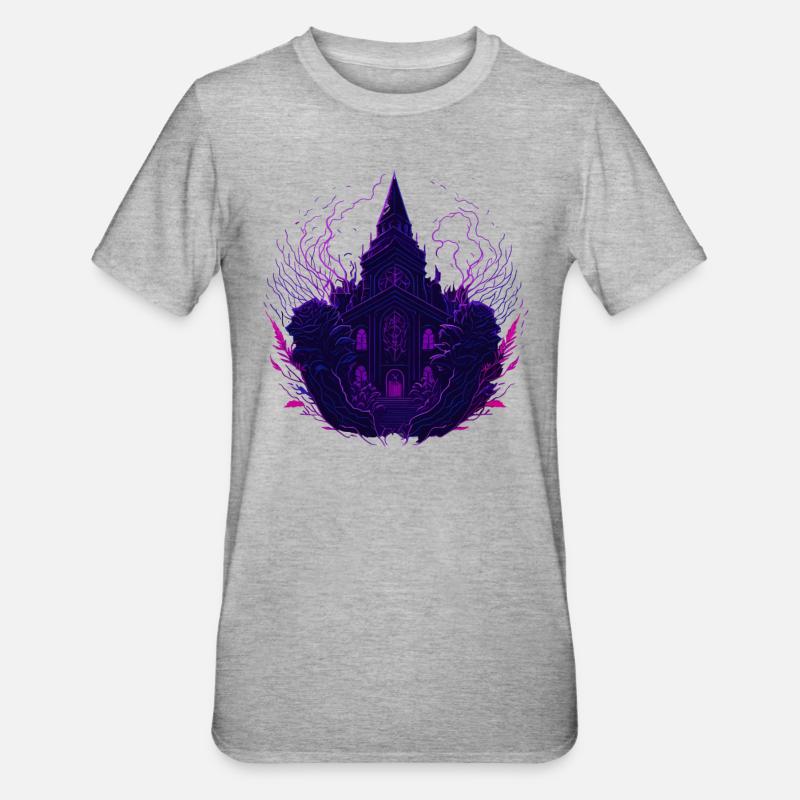 Nuits mystiques au néon pourpre - T-shirt polycoton Unisexe - gris chiné