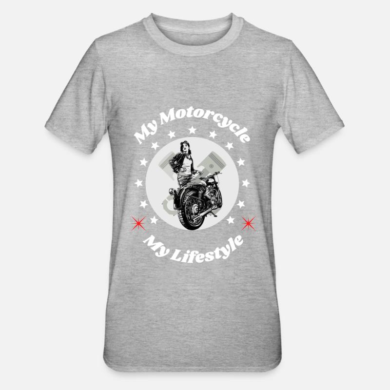 Look de Motarde. - T-shirt polycoton Unisexe - gris chiné