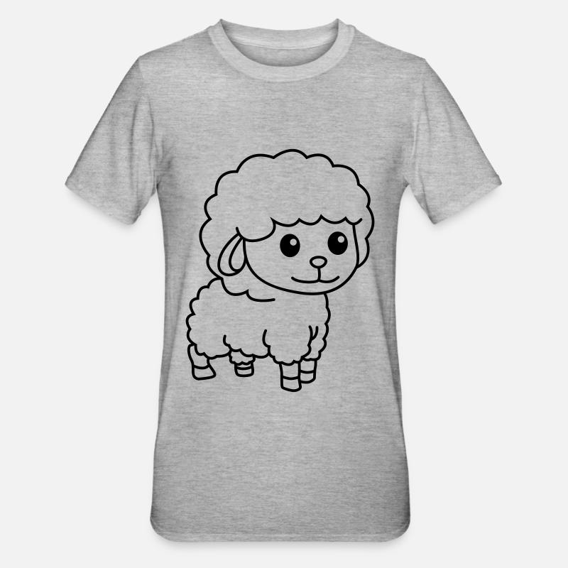 Schaf Comic Tier - Unisex Polycotton T-Shirt - Grau meliert