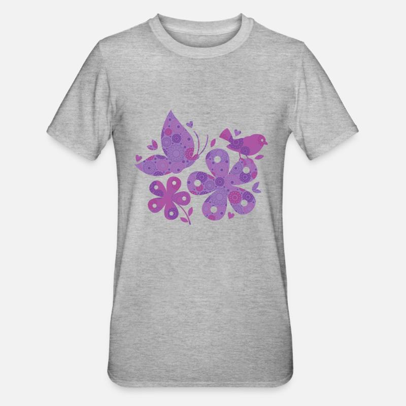 blumen muster - Unisex Polycotton T-Shirt - Grau meliert
