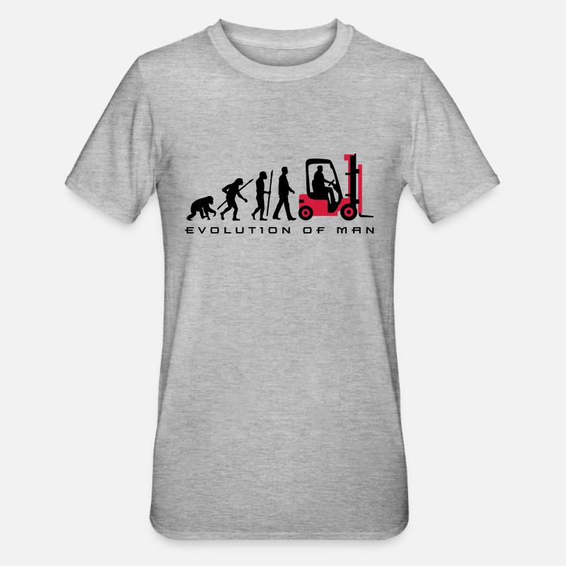 evolution_gabelstapler_122013_a_2c - Unisex Polycotton T-Shirt - Grau meliert